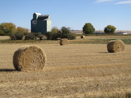 Hay Bales and Grain Elevator